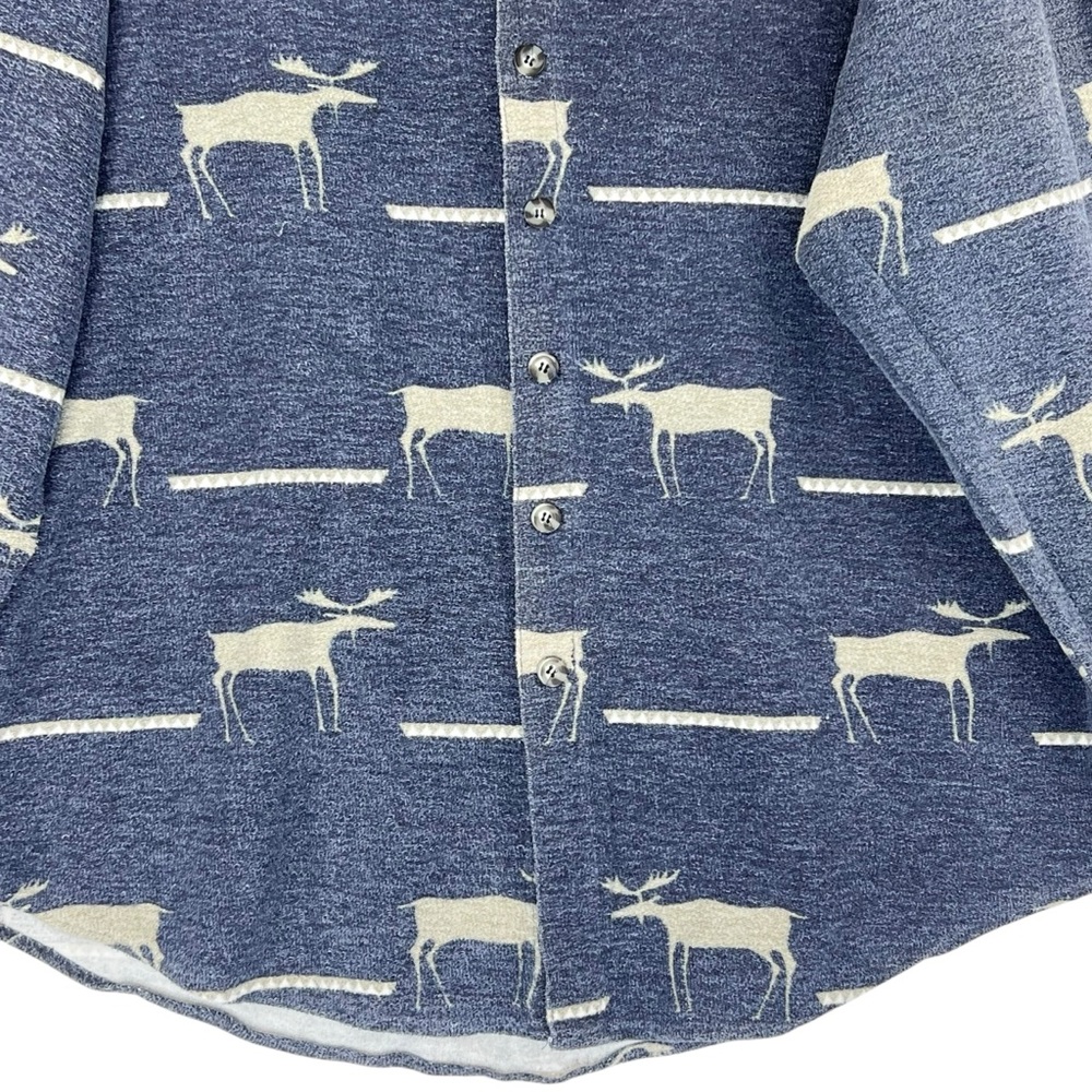 Vintage American Eagle Flannel Moose Shirt L 80s 90s USA Blue Outdoorsy Preppy - Picture 4 of 11